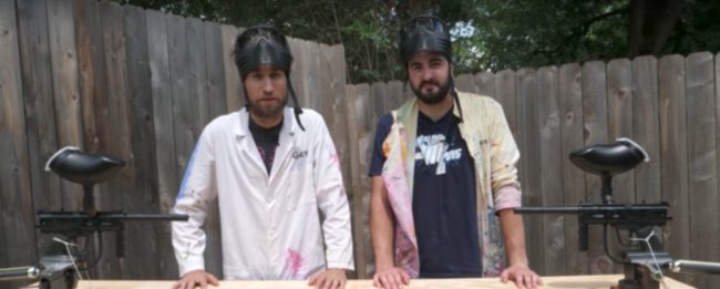 Their latest project was to see what it looks like when two paintballs hit each other mid-air.