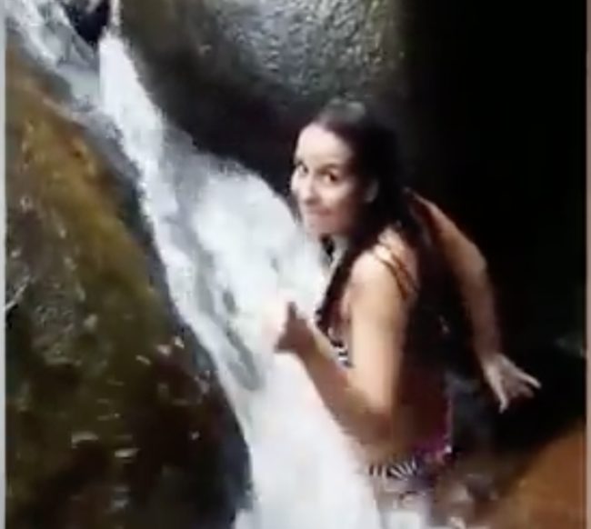 To start, you have to squeeze yourself into a tiny opening at the top.