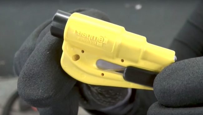 Breaking out of a car is sometimes more difficult than breaking in. A handy little device can help you escape by safely and efficiently breaking windows.