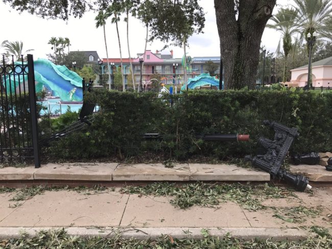 Her wrath left the railing outside of Doubloon Lagoon in shambles.
