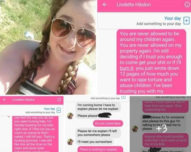 "That's all I can stomach without vomiting again," Timpy writes. Below you can see text messages exchanged between the two of them.