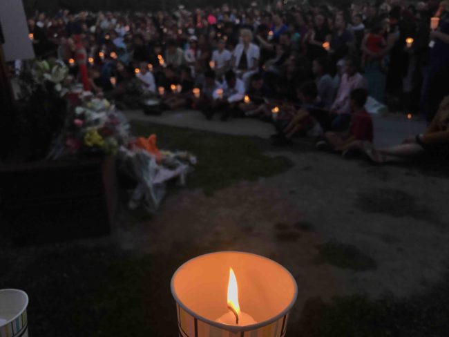 A memorial has been set up outside the family&rsquo;s apartment complex, where hundreds of friends and relatives have joined together to pay their respects.