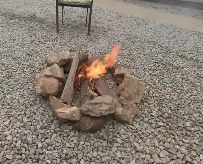 As the fire began to die out, Mitch made the bad decision to throw gasoline on it.