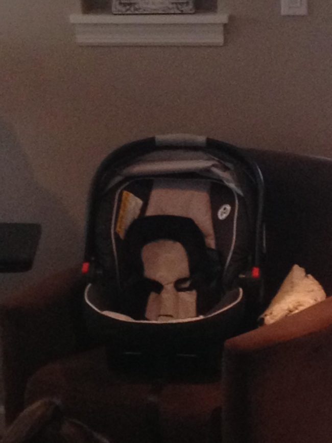 "My baby's car seat looks like Severus Snape."