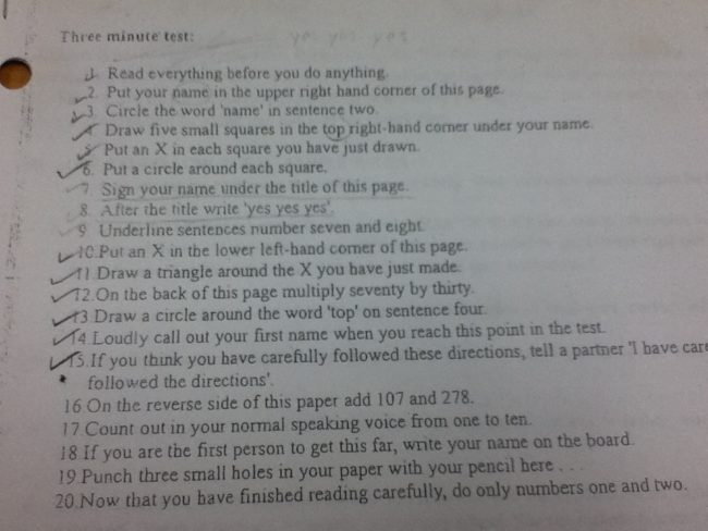 Let this be a reminder to always follow directions.