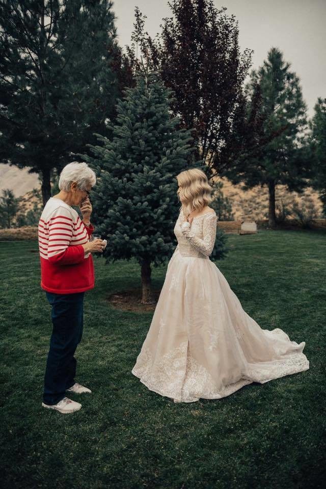She walked out and was absolutely stunned by her granddaughter's beauty in her old wedding dress.