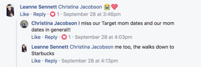 Target seems to be the perfect place for moms to get together without the kids.