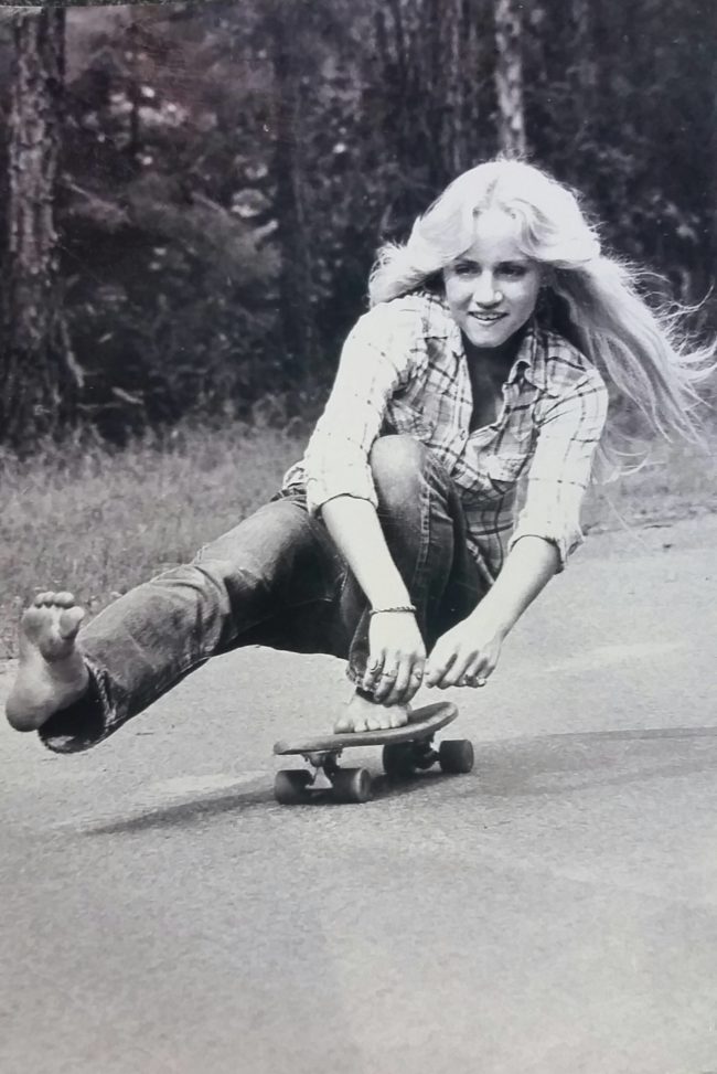 "My mother skateboarding barefoot in California in 1974."