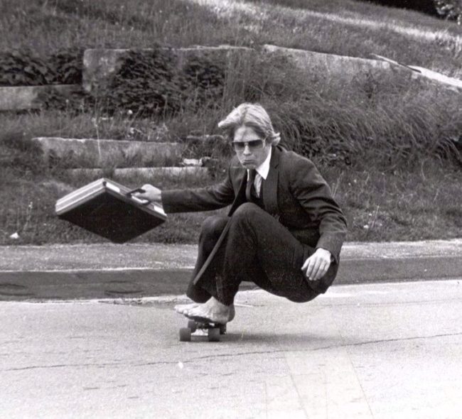 "My dad skateboarding at Hyde school 1982. I think he was cooler than me."
