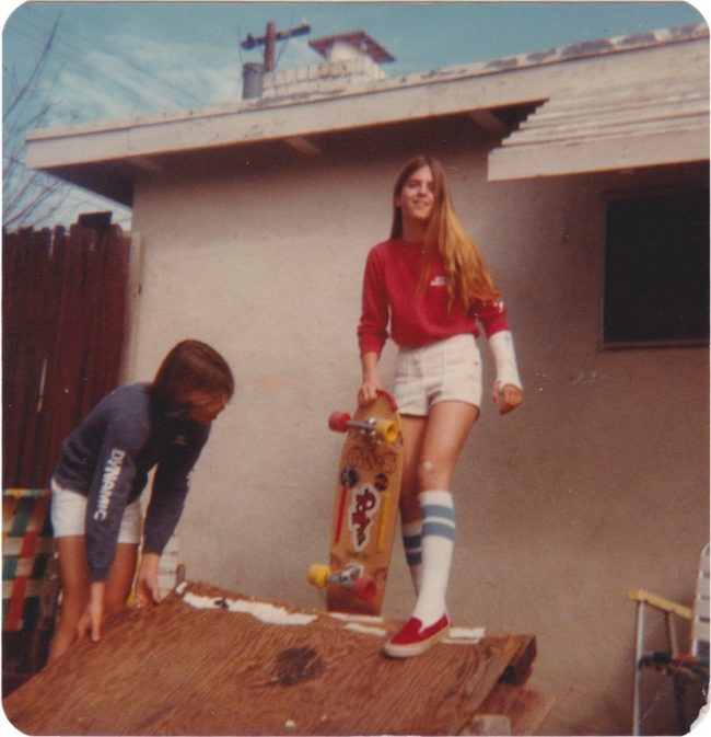 "My mom skating with a broken wrist in the late 70s."