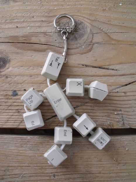 Arrange individual keys into the shape of a person and you have yourself a cute little key chain!