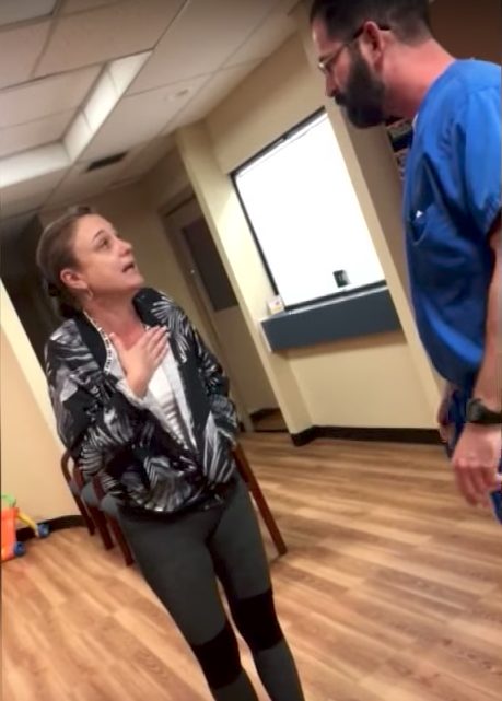 The doctor himself came out and began yelling and cursing at her, ultimately kicking her out of the after-hours clinic entirely. 