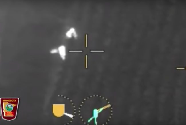 Police had to use a helicopter equipped to find heat signatures to locate him. But who's that with him?