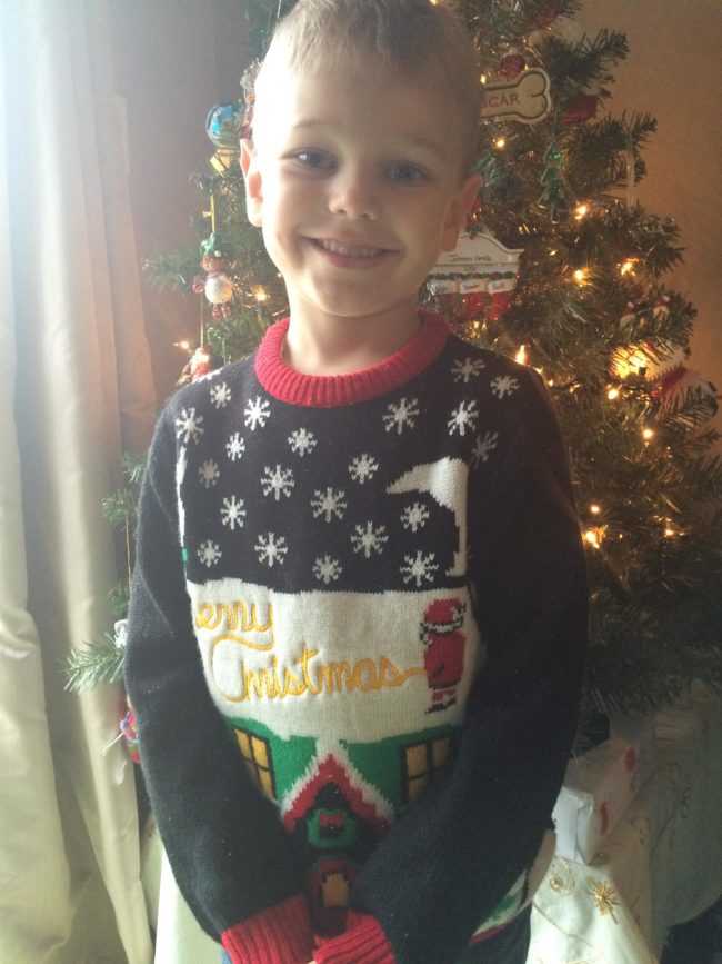 "Accidentally sent my son to school with his newly bought ugly Christmas sweater. Didn't realize what Santa was doing until his kindergarten teacher pointed it out when I picked him up after school."