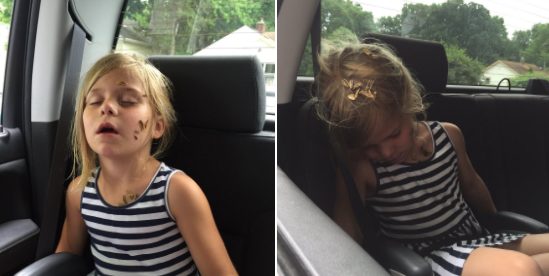 "I was spitting sunflower seeds out the window on the way home but I guess they found their way back in the car."