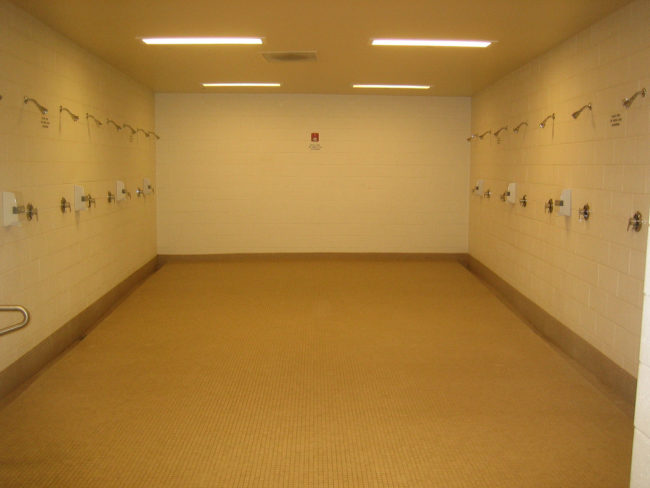 Not wearing shower shoes in the gym shower