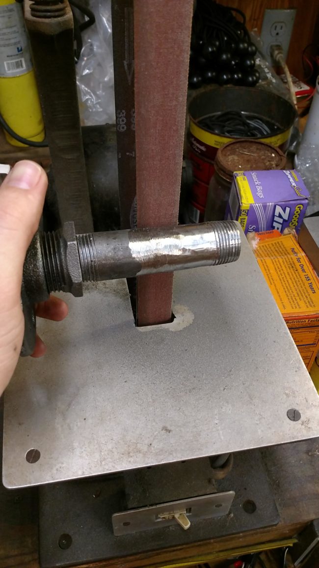 Then it was time to grind and sand the final drive and metal piping down to size so the pipe could fit easily inside the drive shaft.