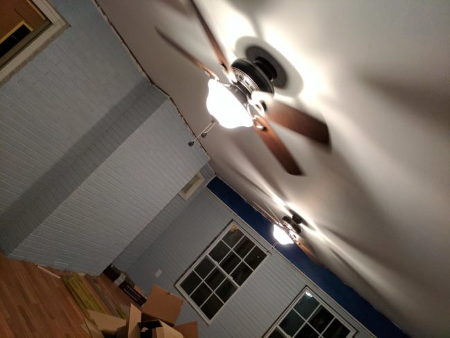 Once the paint dried, it was time to install a ceiling fan to keep the kiddos cool during the summer months.