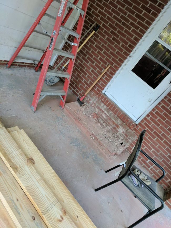 Nothing gives a builder more joy than getting to destroy things, like outdoor steps, with a sledgehammer.
