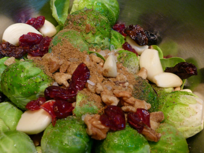 Slow Cooker Brussels Sprouts With Maple Syrup, Cranberries, And Feta