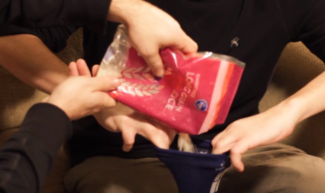 Create a makeshift heating pad by filling a sock with uncooked rice and microwaving it.