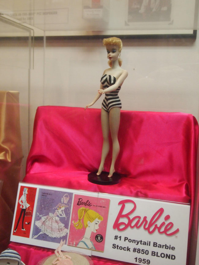 1959: the one and only Barbara Millicent Roberts, created by Ruth Handler. Becoming Mattel's largest and most profitable line, over a billion Barbie dolls have been sold.