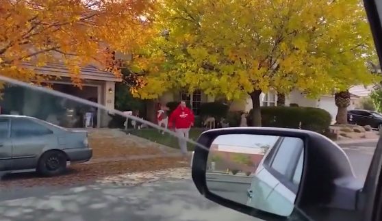 When she got home and her husband saw who was in the car, he sprinted over, sobbing with relief.