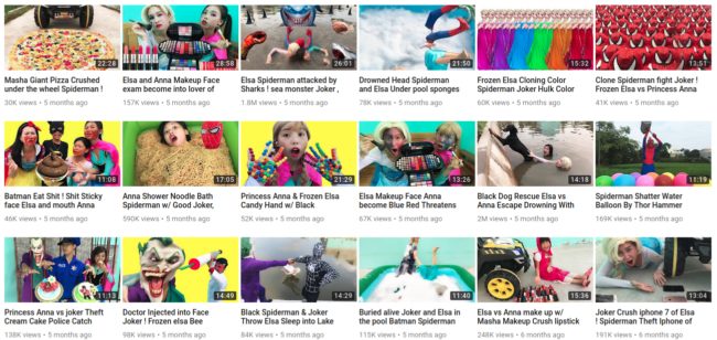 In addition to animated content, there are also live action channels, some of which have been removed since Bridle's article. YouTube has responded, saying it has demonetized more than 2 million videos, removing more than 150,000 of them for having inappropriate content. Still, it's shocking that so many videos were allowed to remain up for so long, and some parents are saying this move is too little, too late. 