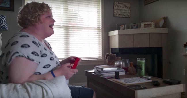 Aghast, she keeps saying, "Babe," moved by the lengths he's gone to to carry out their nerdy proposal.