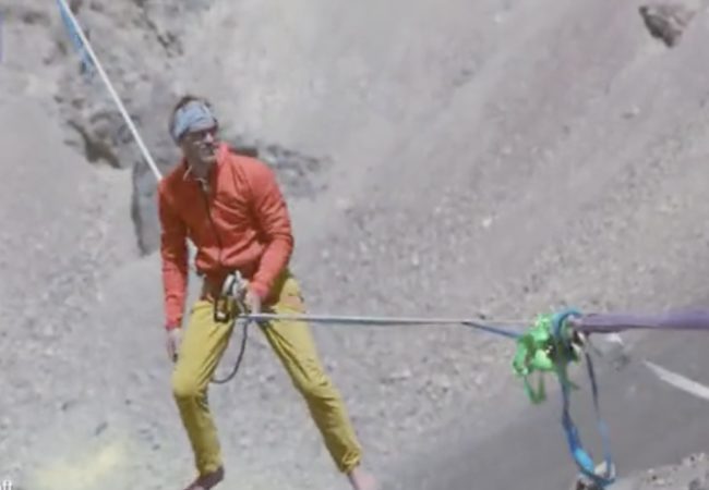 With just a small harness as a safety measure, the heat was on Irmler to set a new world record, all while barefoot.