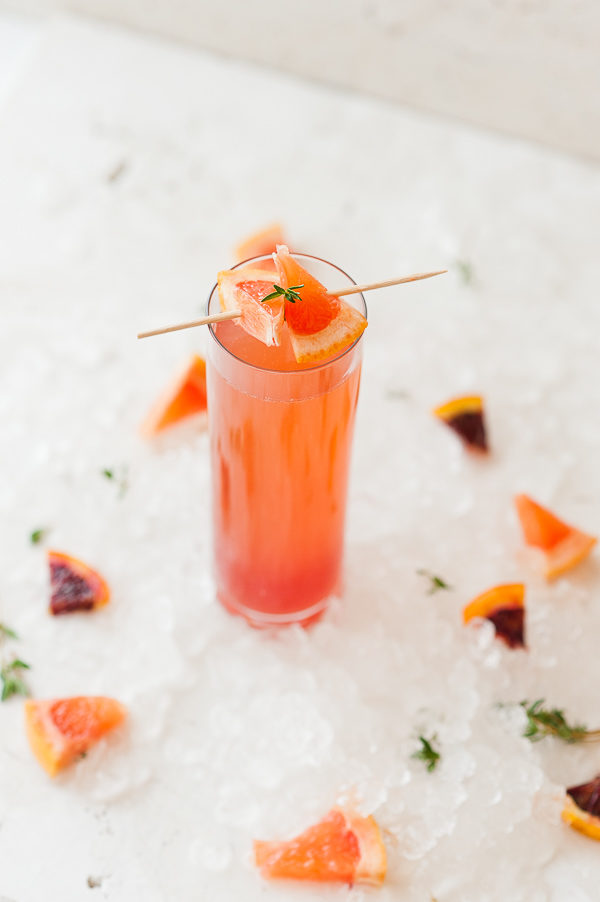 Chase those winter blues away on New Year's with a blood orange grapefruit mimosa to remind you of the warm months to come.