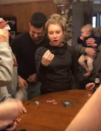 When it was her turn to take her card down and read it, she stopped mid-sentence, mouth agape.