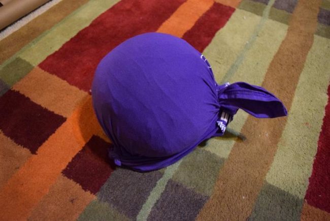 Still, they were considerate enough to wrap it in a shirt so the sister could wear something that wouldn't ruin her clothes with the shortening. He said he'd warn her to do that part in a tub or outside to keep everything clean.