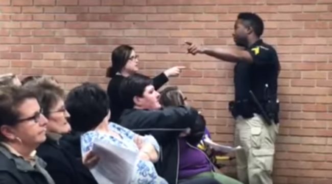 The board members refused to answer her question or address it further, attempting to move the meeting along. When she again voiced her opposition to the raise, a deputy city marshal paid by the school board told her she'd need to leave or she'd be physically removed.
