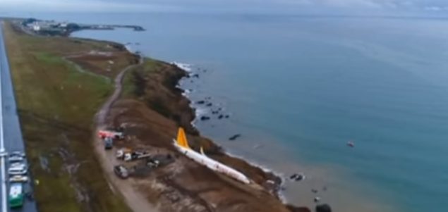 That's when the plane left the runway, falling down a steep slope and stopping with its nose mere feet away from the Black Sea.