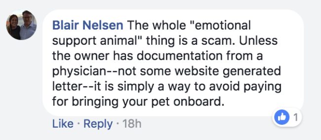 Some questioned the validity of Ventiko's emotional support claims. 