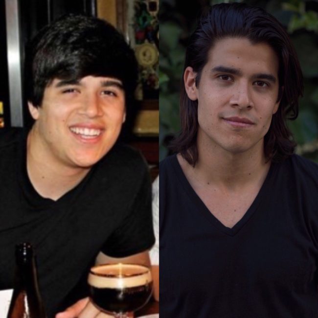 "From 18 to 23. Who knew a jawline would be hidden under all of that?"