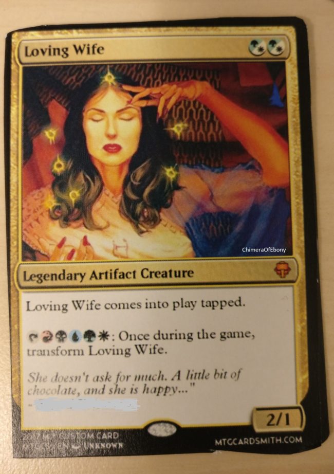 "I decided the most fitting choice was a transform card," she explained. "I decided to make a little 'quote' from my husband. He hasn't said it, but it would make the transform on the back more fun - aaaand, I love chocolate."