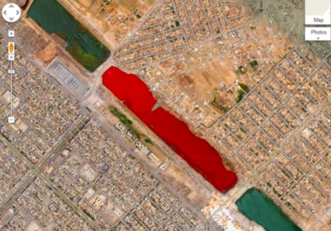 Check out this crimson-colored body of water found in Iraq&rsquo;s Sadr City. It was first brought to the Internet&rsquo;s attention back in 2007, which prompted a lot of speculation. Theories abound, the most gruesome of which states that it's because nearby slaughterhouses dump blood in there, but an official explanation hasn't been given.