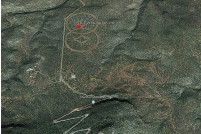 These symbols found near Mesa Huerfanita, New Mexico, look like the work of aliens. But actually, it's the work of Scientologists. The Washington Post explained, &ldquo;The symbol marks a &lsquo;return point&rsquo; so loyal staff members know where they can find the founder&rsquo;s works when they travel here in the future from other places in the universe.&rdquo; Alrighty then.