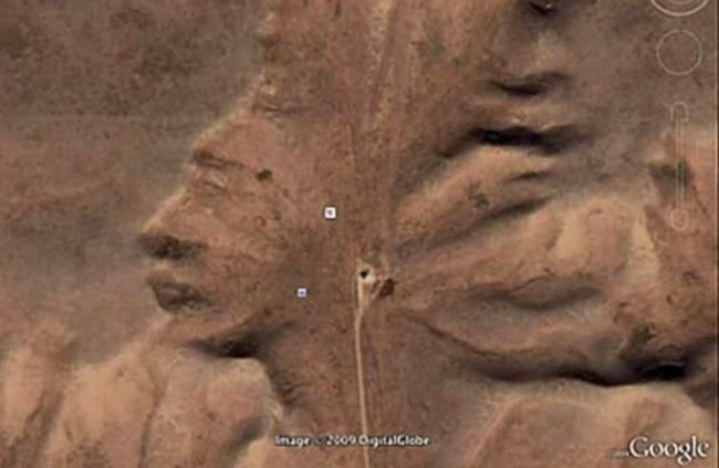 This geographical marvel located near Medicine Hat in the south-east corner of Alberta, Canada, appears to resemble an ancient Egyptian face from an aerial view. It's totally natural and has been dubbed the Badlands Guardian.