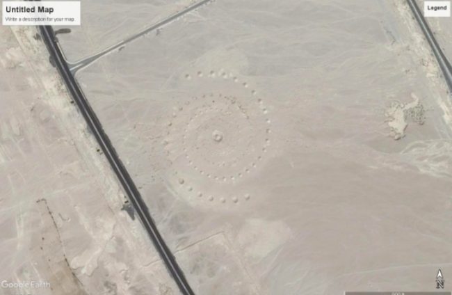 This spiral in the Egyptian desert evokes a feeling of extraterrestrial or ancient Egyptian handiwork, but the piece was actually created by three Greek female artists back in March 1997 and covers an area of about 25 acres.