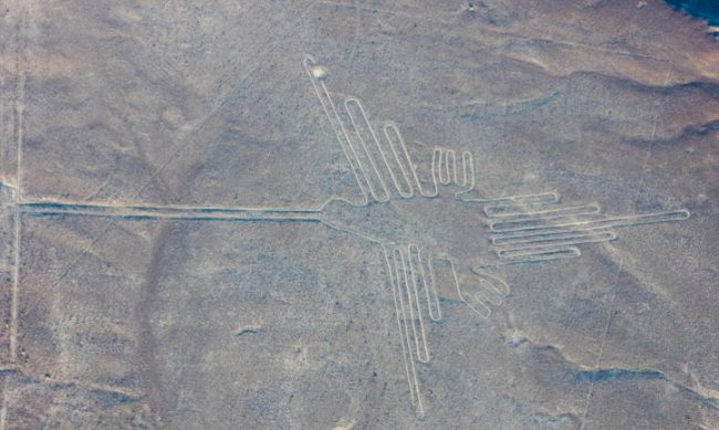 Ah, the Nazca Lines. Located in southern Peru, there are a series of ancient geoglyphs that can only be appreciated from the sky. The largest figures are up to 370 m long and are believed to have been created between 500 BC and 500 AD. Their purpose and how they were so masterfully created so long ago remain mysteries.