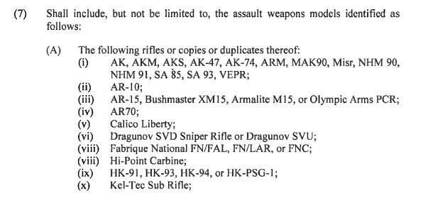 Under the ordinance, weapons including semiautomatic rifles with a fixed magazine and a capacity to fit more than 10 rounds of ammunition as well as shotguns with revolving cylinders will fall under the definition of an assault weapon. The ordinance also lists specific models, including the AR-15 and AK-47, that will be banned.