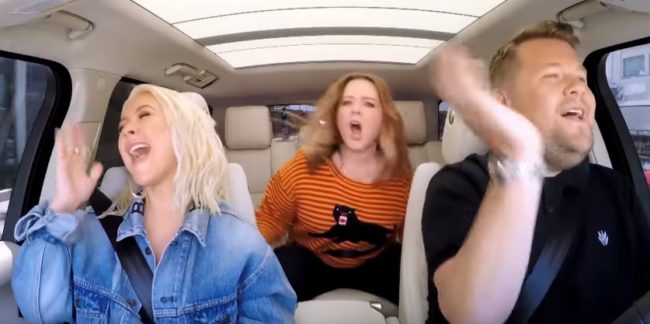 Then the two started jamming out to "Dirrty," during which actress Melissa McCarthy unexpectedly popped up in the backseat to rap Redman&rsquo;s lyrics in the song.