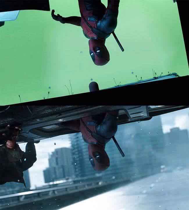 Ryan Reynolds never breaks character&hellip;.even in front of a green screen.