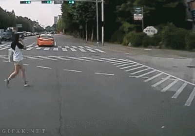 Maybe you should just wait for the crossing signal next time.