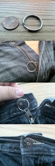 7. Fixing a broken zipper can be as easy as finding a key ring.