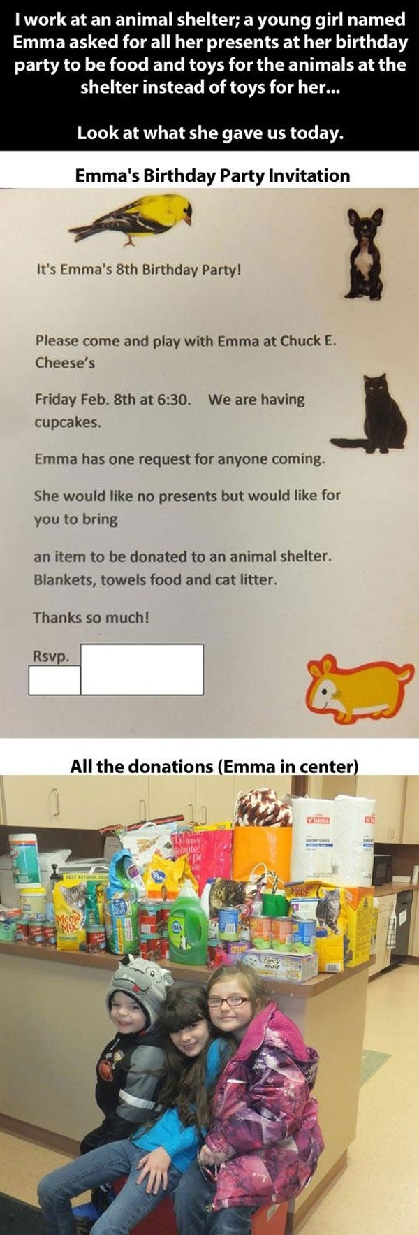 This birthday girl's love of animals is a testament to giving.