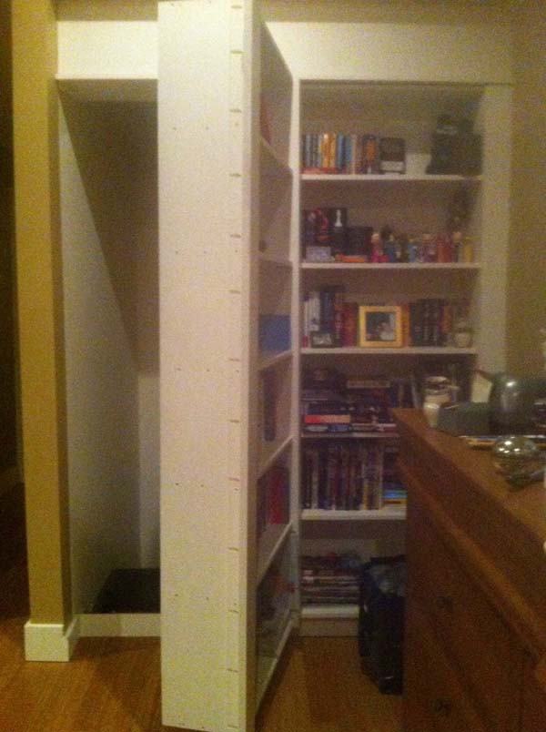Except when the new owners' two songs were horsing around and dislodged a bookshelf...